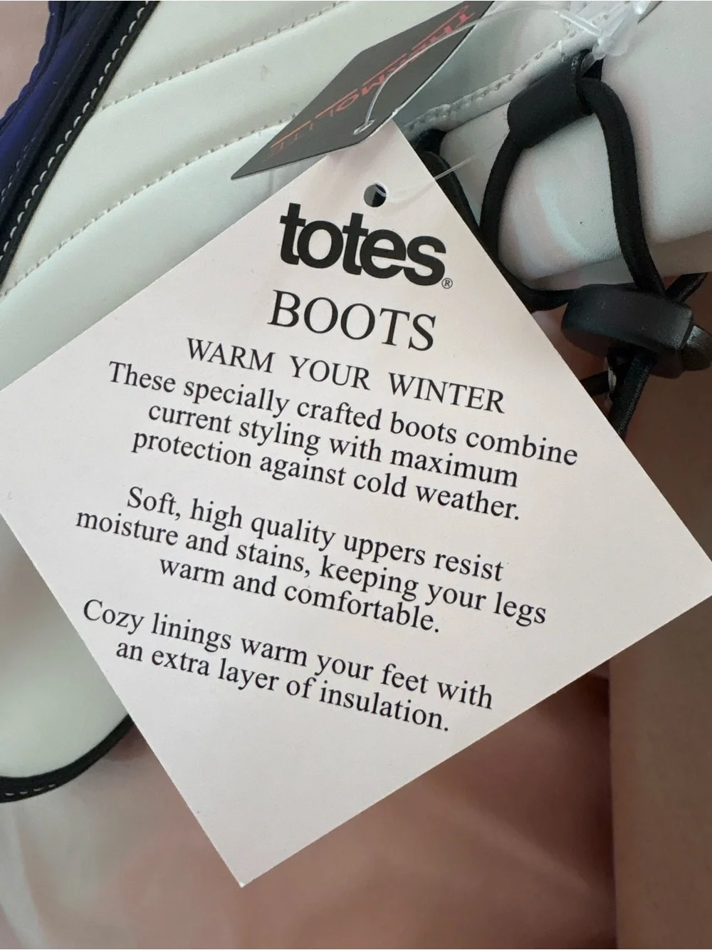 totes Black and White Insulated Snow Boot with Faux-Fur Collar
